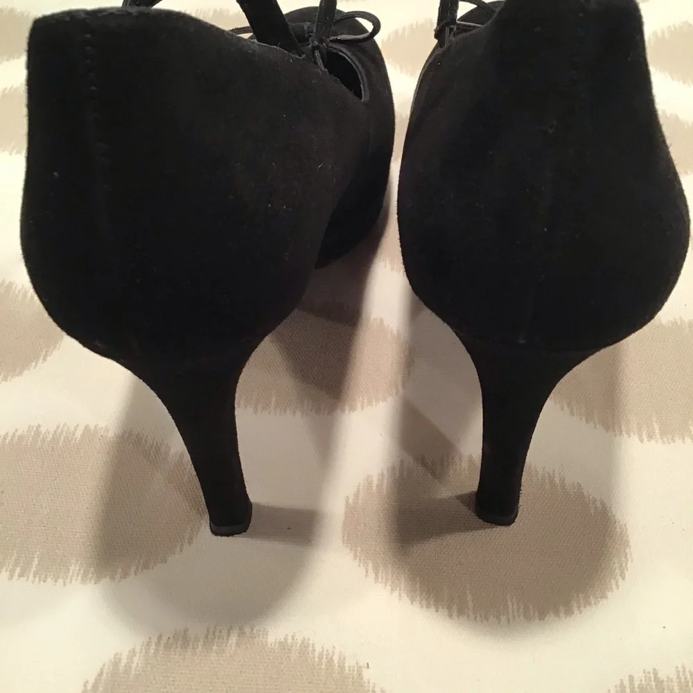 Paul‎ Green Black Suede T-Strap Platform Pumps Sz 8